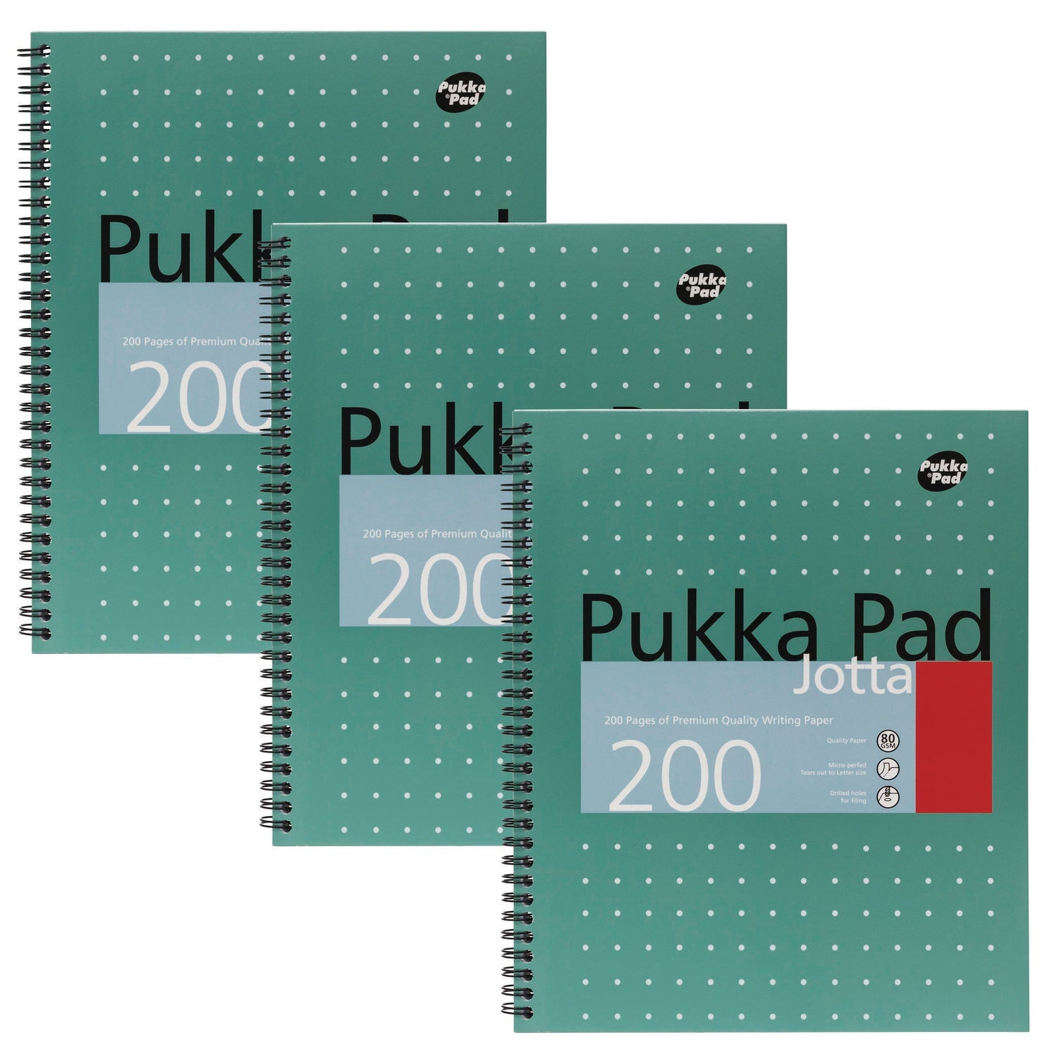 pukka-pad-letter-size-notebook-1-subject-medium-college-rule-metallic-green-with-white-dots-cover-100-11-x-8-5-sheets-3-pack-puk8751met_1